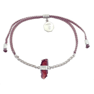
            
                Load image into Gallery viewer, CHAIN &amp;amp; CORD CRYSTAL BRACELET - GARNET - DUSTY PINK - SILVER
            
        