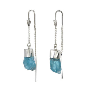 APATITE CRYSTAL PULL THROUGH EARRINGS - SILVER