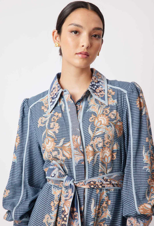 
            
                Load image into Gallery viewer, TALLITHA LINEN SHIRT DRESS IN COMO FLOWER
            
        