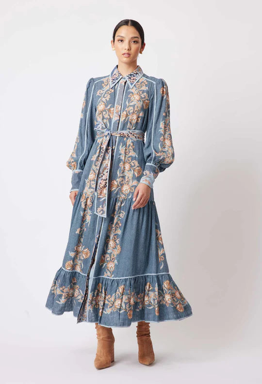 
            
                Load image into Gallery viewer, TALLITHA LINEN SHIRT DRESS IN COMO FLOWER
            
        