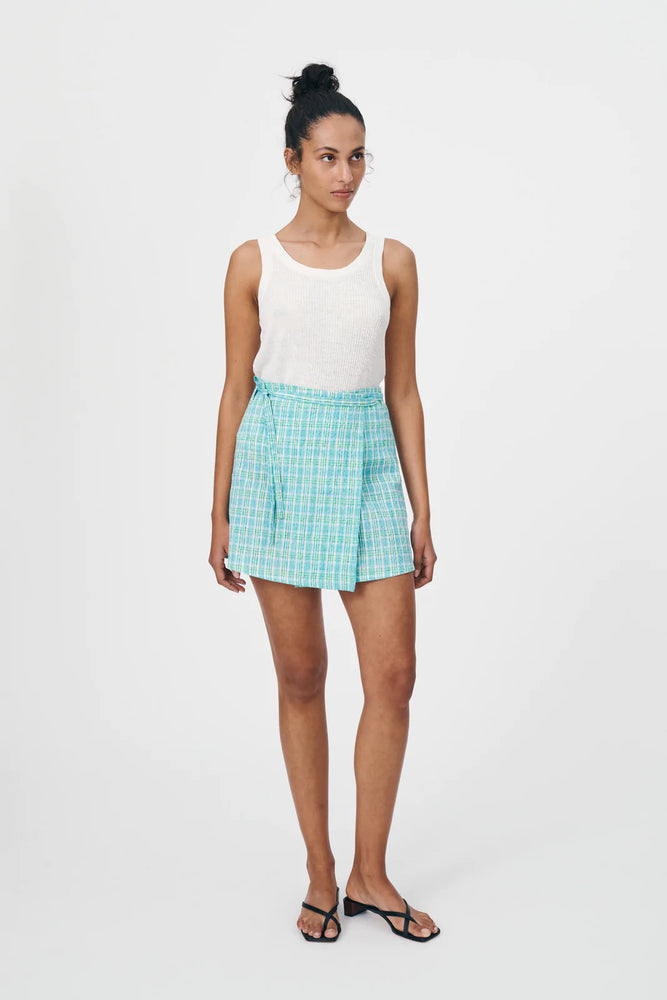 
            
                Load image into Gallery viewer, Patsy Cotton Mini Wrap Skirt - Limewire
            
        