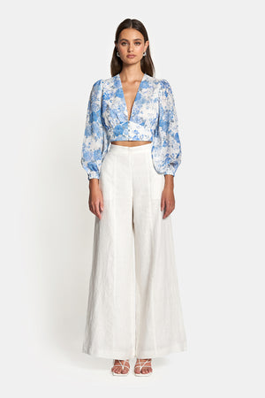 
            
                Load image into Gallery viewer, CAPRI LONG SLEEVE CROP TOP - Sky Blue Floral
            
        