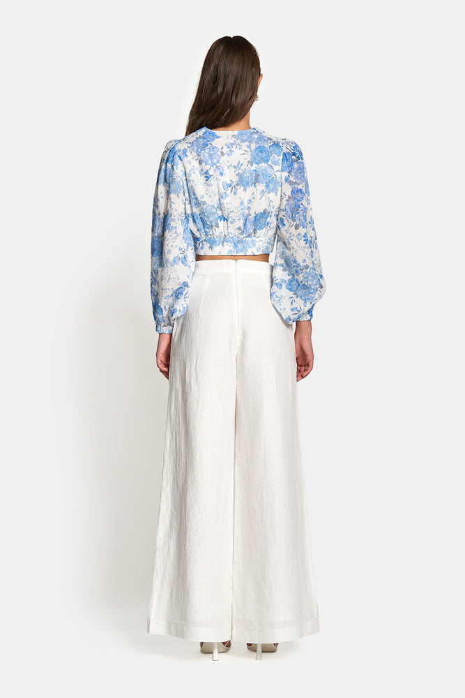 
            
                Load image into Gallery viewer, CAPRI LONG SLEEVE CROP TOP - Sky Blue Floral
            
        