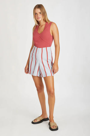 
            
                Load image into Gallery viewer, Rio Stripe Organic Cotton Short -Red/Cool Blue
            
        