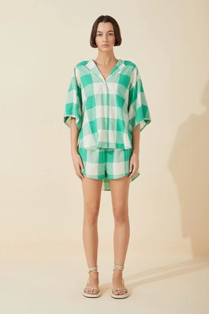 
            
                Load image into Gallery viewer, GREEN CHECK ORGANIC COTTON SHORT
            
        